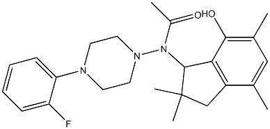 2,3-Dihydro-3-[[4-(2-fluorophenyl)-1-piperazinyl]acetylamino]-2,2,5,7-tetramethyl-1H-inden-4-ol 结构式