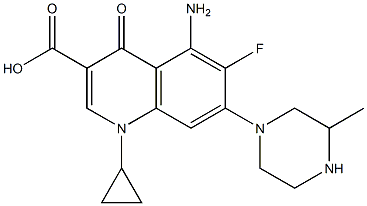 5-Amino-1-cyclopropyl-6-fluoro-1,4-dihydro-4-oxo-7-(3-methyl-1-piperazinyl)quinoline-3-carboxylic acid 结构式