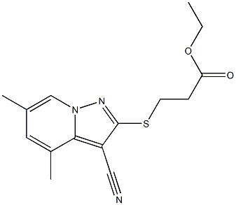 3-[(3-Cyano-4,6-dimethylpyrazolo[1,5-a]pyridin-2-yl)thio]propionic acid ethyl ester 结构式