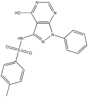 1-Phenyl-3-(4-methylphenylsulfonylamino)-1H-pyrazolo[3,4-d]pyrimidin-4-ol 结构式