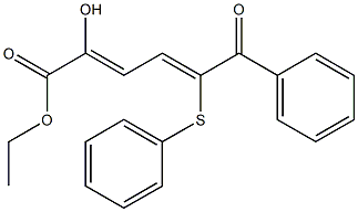 2-Hydroxy-6-oxo-6-phenyl-5-phenylthio-2,4-hexadienoic acid ethyl ester 结构式