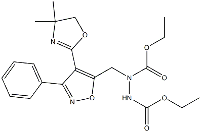 1-[[3-Phenyl-4-(4,4-dimethyl-2-oxazolin-2-yl)isoxazol-5-yl]methyl]-1,2-hydrazinedicarboxylic acid diethyl ester 结构式