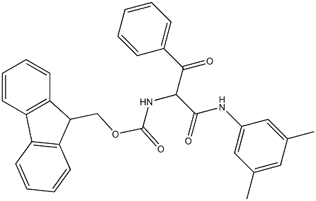 N-(3,5-Dimethylphenyl)-2-[[(9H-fluoren-9-yl)methoxycarbonyl]amino]-2-benzoylacetamide 结构式