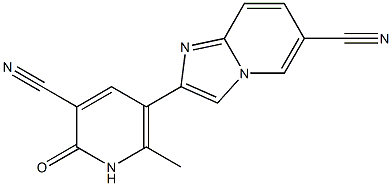 2-[(3-Cyano-6-methyl-1,2-dihydro-2-oxopyridin)-5-yl]imidazo[1,2-a]pyridine-6-carbonitrile 结构式