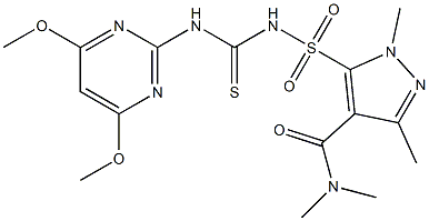 1,3,N,N-Tetramethyl-5-[[(4,6-dimethoxypyrimidin-2-yl)thiocarbamoyl]sulfamoyl]-1H-pyrazole-4-carboxamide 结构式