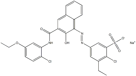 2-Chloro-3-ethyl-5-[[3-[[(2-chloro-5-ethoxyphenyl)amino]carbonyl]-2-hydroxy-1-naphtyl]azo]benzenesulfonic acid sodium salt 结构式