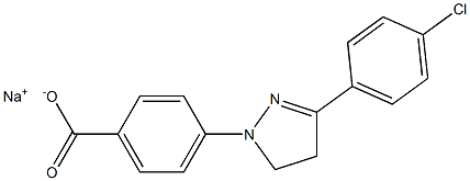 p-[3-(p-Chlorophenyl)-2-pyrazolin-1-yl]benzoic acid sodium salt 结构式