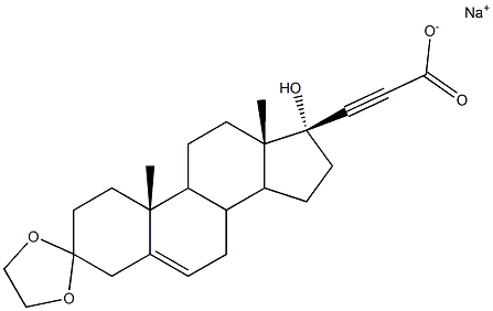 (17R)-3,3-Ethylenebisoxy-17-hydroxypregn-5-en-20-yne-21-carboxylic acid sodium salt 结构式