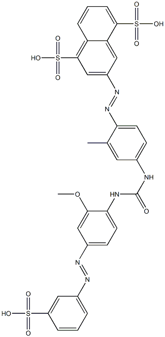 3-[[4-[[[[2-Methoxy-4-[(3-sulfophenyl)azo]phenyl]amino]carbonyl]amino]-2-methylphenyl]azo]-1,5-naphthalenedisulfonic acid 结构式