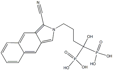 4-[1-Cyano-2H-benz[f]isoindol-2-yl]-1-hydroxybutane-1,1-diylbis(phosphonic acid) 结构式