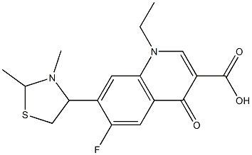 1-Ethyl-1,4-dihydro-7-(2,3-dimethylthiazolidin-4-yl)-6-fluoro-4-oxoquinoline-3-carboxylic acid 结构式