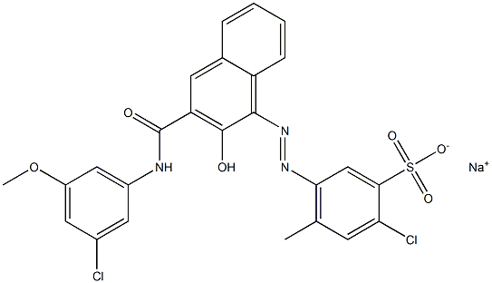 2-Chloro-4-methyl-5-[[3-[[(3-chloro-5-methoxyphenyl)amino]carbonyl]-2-hydroxy-1-naphtyl]azo]benzenesulfonic acid sodium salt 结构式