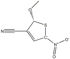 (5R)-4-Cyano-2-nitro-5-methoxy-2,5-dihydrothiophen-2-ide 结构式