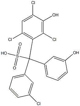 (3-Chlorophenyl)(2,4,6-trichloro-3-hydroxyphenyl)(3-hydroxyphenyl)methanesulfonic acid 结构式