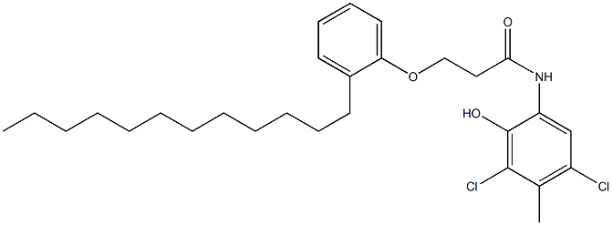2-[3-(2-Dodecylphenoxy)propanoylamino]-4,6-dichloro-5-methylphenol 结构式