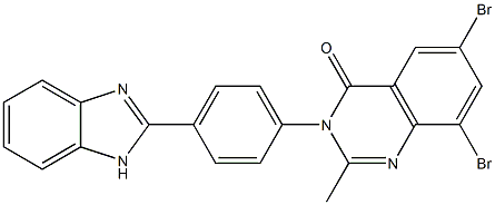 3-[4-(1H-Benzimidazol-2-yl)phenyl]-6,8-dibromo-2-methylquinazolin-4(3H)-one 结构式