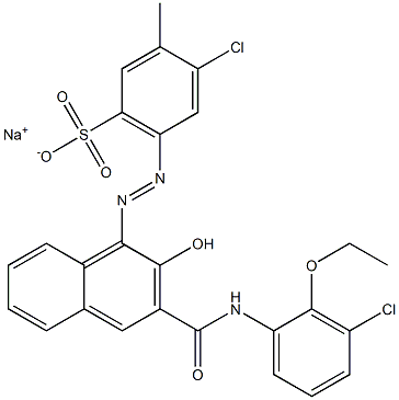 4-Chloro-3-methyl-6-[[3-[[(3-chloro-2-ethoxyphenyl)amino]carbonyl]-2-hydroxy-1-naphtyl]azo]benzenesulfonic acid sodium salt 结构式