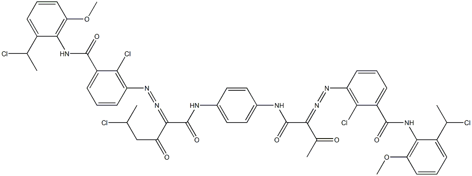 3,3'-[2-(1-Chloroethyl)-1,4-phenylenebis[iminocarbonyl(acetylmethylene)azo]]bis[N-[2-(1-chloroethyl)-6-methoxyphenyl]-2-chlorobenzamide] 结构式