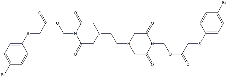 4,4'-Ethylenebis(2,6-dioxopiperazine-1-methanol)bis[(4-bromophenylthio)acetate] 结构式