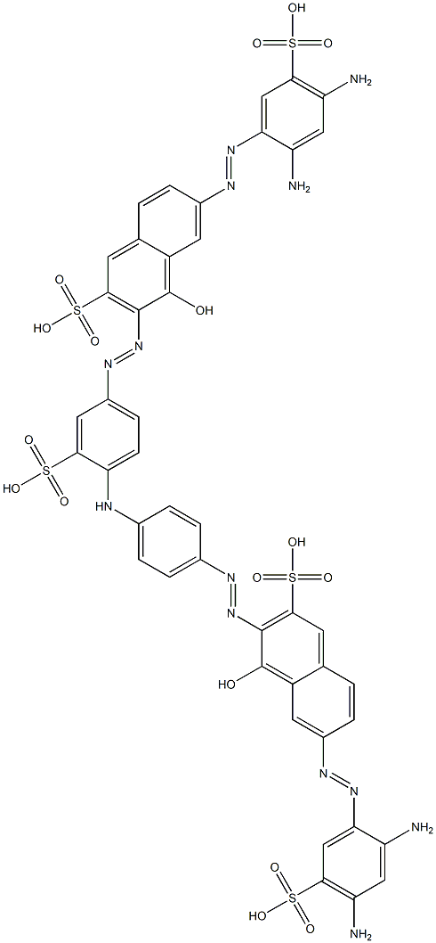 6-[(2,4-Diamino-5-sulfophenyl)azo]-3-[[4-[[4-[[7-[(2,4-diamino-5-sulfophenyl)azo]-1-hydroxy-3-sulfo-2-naphthalenyl]azo]phenyl]amino]-3-sulfophenyl]azo]-4-hydroxy-2-naphthalenesulfonic acid 结构式