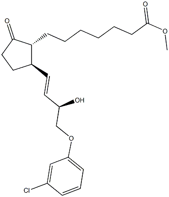 (13E,15R)-15-Hydroxy-9-oxo-16-(3-chlorophenoxy)-17,18,19,20-tetranorprost-13-en-1-oic acid methyl ester 结构式