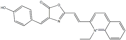 1-Ethyl-2-[2-[[4-(4-hydroxybenzylidene)-4,5-dihydro-5-oxooxazol]-2-yl]ethenyl]quinolinium 结构式