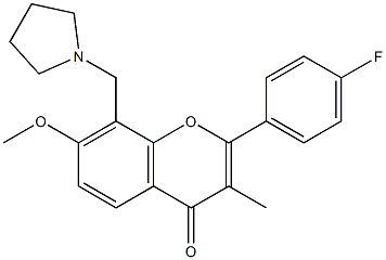 4'-Fluoro-7-methoxy-3-methyl-8-(1-pyrrolidinylmethyl)flavone 结构式