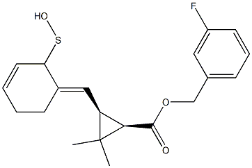 (1R,3S)-2,2-Dimethyl-3-[[(3E)-2,3,4,5-tetrahydro-2-oxothiophen]-3-ylidenemethyl]cyclopropane-1-carboxylic acid-3-fluorobenzyl ester 结构式