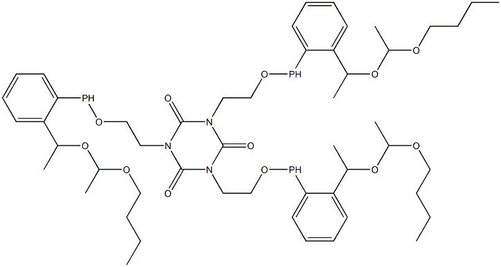 1,3,5-Tris[2-[2-[1-[(1-butoxyethyl)oxy]ethyl]phenylphosphinooxy]ethyl]-1,3,5-triazine-2,4,6(1H,3H,5H)-trione 结构式