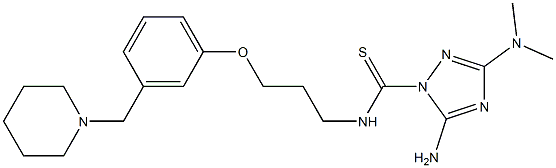 5-Amino-3-(dimethylamino)-N-[3-[3-(piperidinomethyl)phenoxy]propyl]-1H-1,2,4-triazole-1-carbothioamide 结构式