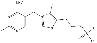 3-[(4-Ammonio-2-methyl-5-pyrimidinyl)methyl]-4-methyl-5-(2-phosphonooxyethyl)thiazol-3-ium 结构式