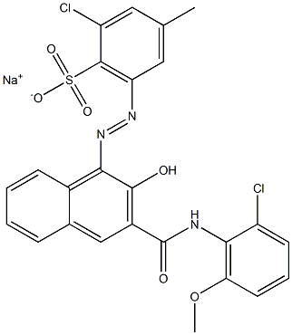 2-Chloro-4-methyl-6-[[3-[[(2-chloro-6-methoxyphenyl)amino]carbonyl]-2-hydroxy-1-naphtyl]azo]benzenesulfonic acid sodium salt 结构式