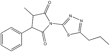 1-(5-Propyl-1,3,4-thiadiazol-2-yl)-4-methyl-3-phenylpyrrolidine-2,5-dione 结构式