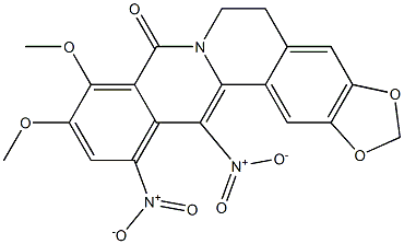 5,6-Dihydro-9,10-dimethoxy-12,13-dinitro-8H-benzo[g]-1,3-benzodioxolo[5,6-a]quinolizin-8-one 结构式