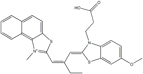 2-[2-[[3-(2-Carboxyethyl)-6-methoxybenzothiazol-2(3H)-ylidene]methyl]-1-butenyl]-1-methylnaphtho[1,2-d]thiazol-1-ium 结构式