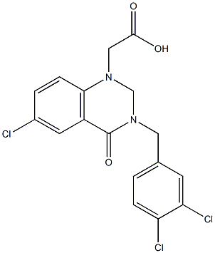 3-(3,4-Dichlorobenzyl)-1,2,3,4-tetrahydro-6-chloro-4-oxoquinazoline-1-acetic acid 结构式