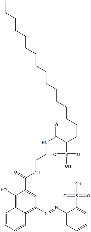 2-[4-Hydroxy-3-[[2-(2-sulfooctadecanoylamino)ethyl]carbamoyl]-1-naphtylazo]benzenesulfonic acid 结构式