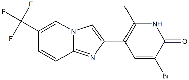 2-[(3-Bromo-6-methyl-1,2-dihydro-2-oxopyridin)-5-yl]-6-(trifluoromethyl)imidazo[1,2-a]pyridine 结构式