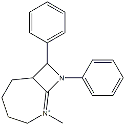 2-Methyl-8,9-diphenyl-2-azonia-9-azabicyclo[5.2.0]non-1-ene 结构式