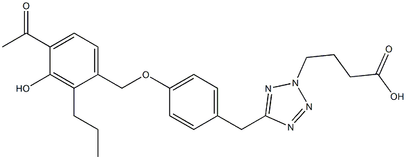 4-[5-[4-(4-Acetyl-3-hydroxy-2-propylbenzyloxy)benzyl]-2H-tetrazol-2-yl]butyric acid 结构式