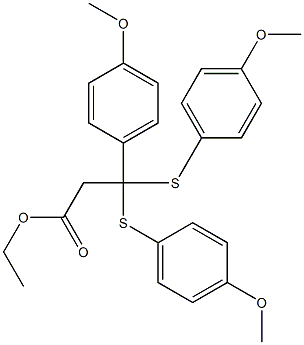 3-(4-Methoxyphenyl)-3,3-bis(4-methoxyphenylthio)propionic acid ethyl ester 结构式