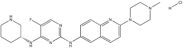 (R)-5-fluoro-N2-(2-(4-methylpiperazin-1-yl)quinolin-6-yl)-N4-(piperidin-3-yl)pyrimidine-2,4-diamine hydrochloride 结构式