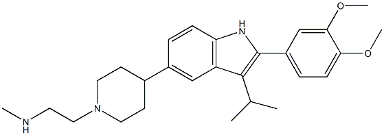 2-(4-(2-(3,4-dimethoxyphenyl)-3-isopropyl-1H-indol-5-yl)piperidin-1-yl)-N-methylethan-1-amine 结构式