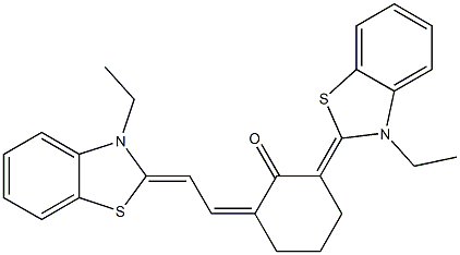 2-[3-ETHYL-1,3-BENZOTHIAZOL-2(3H)-YLIDENE]-6-((Z)-2-[3-ETHYL-1,3-BENZOTHIAZOL-2(3H)-YLIDENE]ETHYLIDENE)CYCLOHEXANONE 结构式