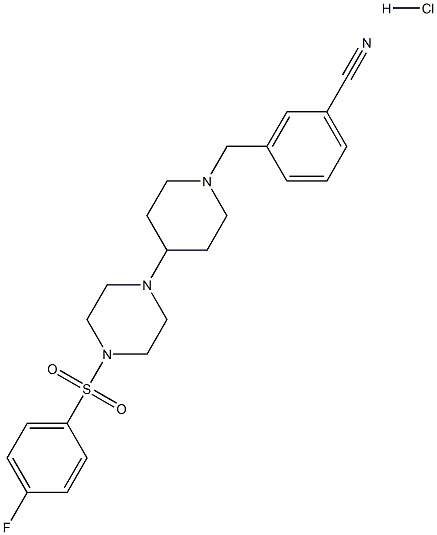 3-[(4-(4-[(4-FLUOROPHENYL)SULFONYL]PIPERAZIN-1-YL)PIPERIDIN-1-YL)METHYL]BENZONITRILE HYDROCHLORIDE 结构式