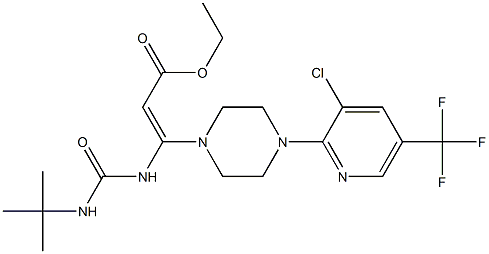 ethyl 3-{[(tert-butylamino)carbonyl]amino}-3-{4-[3-chloro-5-(trifluoromethyl)-2-pyridinyl]piperazino}acrylate 结构式