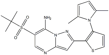 6-(tert-butylsulfonyl)-2-[3-(2,5-dimethyl-1H-pyrrol-1-yl)-2-thienyl]pyrazolo[1,5-a]pyrimidin-7-ylamine 结构式