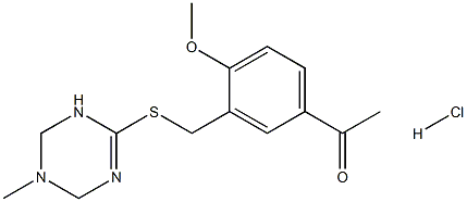 1-(4-methoxy-3-{[(5-methyl-1,4,5,6-tetrahydro-1,3,5-triazin-2-yl)thio]methyl}phenyl)ethan-1-one hydrochloride 结构式