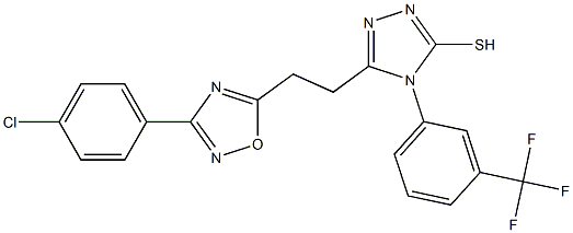 5-{2-[3-(4-chlorophenyl)-1,2,4-oxadiazol-5-yl]ethyl}-4-[3-(trifluoromethyl)phenyl]-4H-1,2,4-triazole-3-thiol 结构式