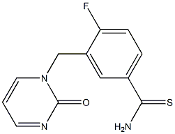 4-fluoro-3-[(2-oxopyrimidin-1(2H)-yl)methyl]benzenecarbothioamide 结构式